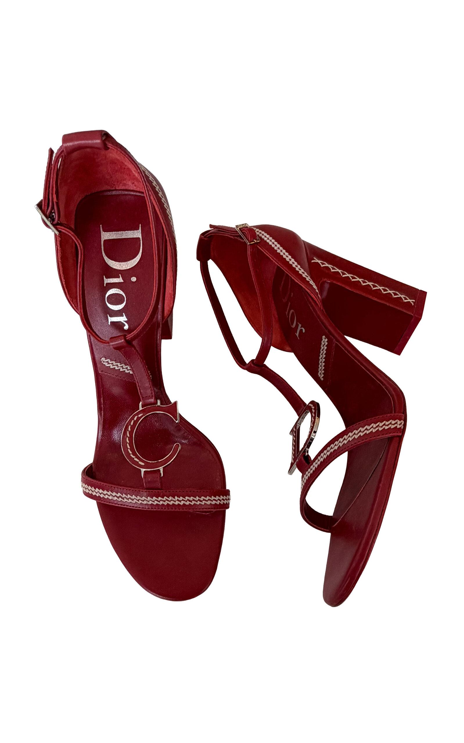 Dear Clementine Vintage Dior Red Block Heel Sandals (IT 39) - Moda Operandi by DEAR CLEMENTINE VINTAGE