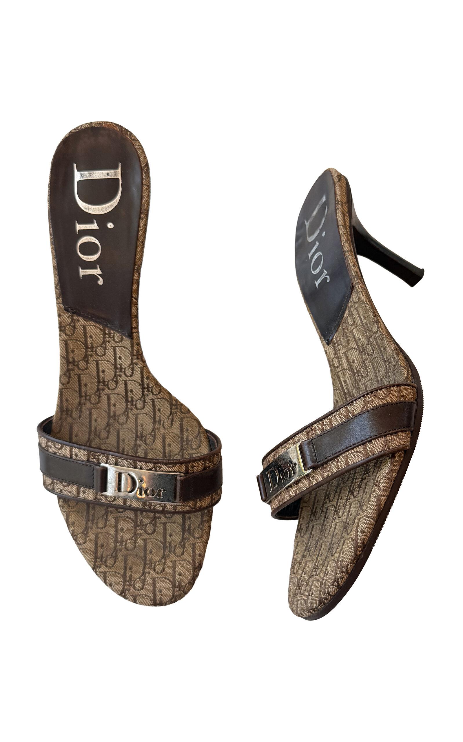 Dear Clementine Vintage Dior Y2K Diorissimo Monogram Logo Mules (IT 38) - Moda Operandi by DEAR CLEMENTINE VINTAGE