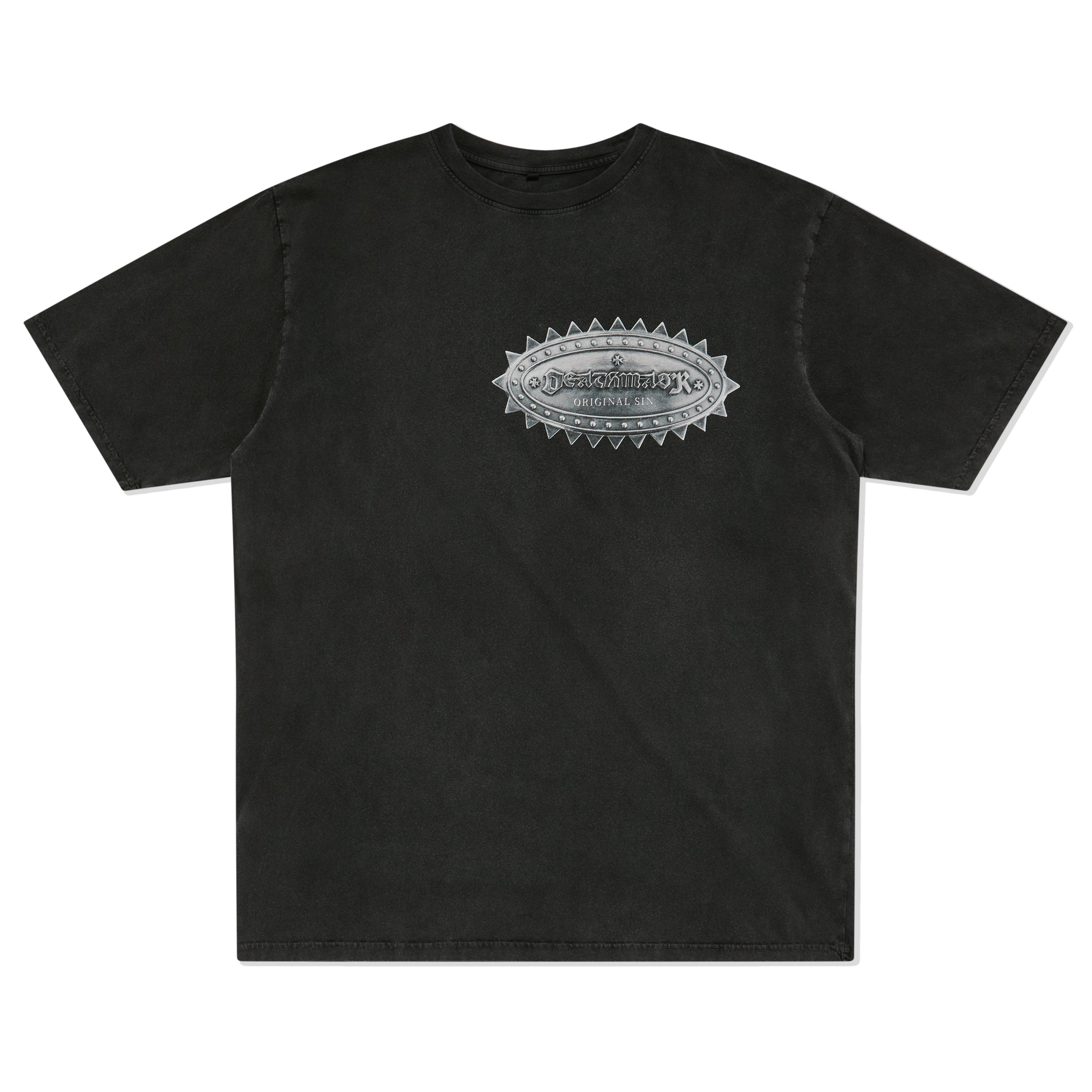 Deathmask Merchandise - Deathmask Original Sin Badge Logo T-Shirt - (Washed Black) by DEATHMASK
