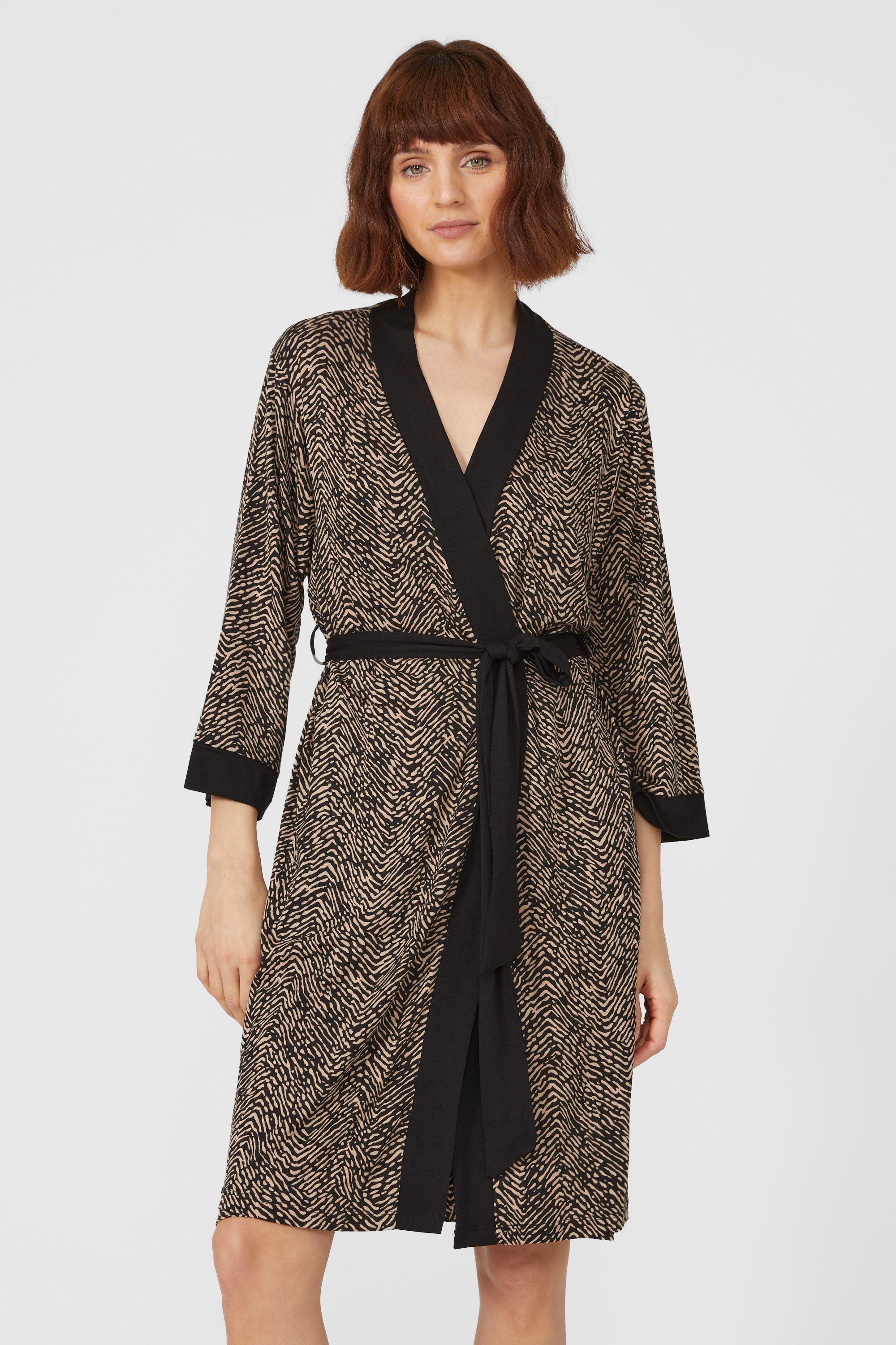 Animal Printed Jersey Wrap With Plain Detail by DEBENHAMS