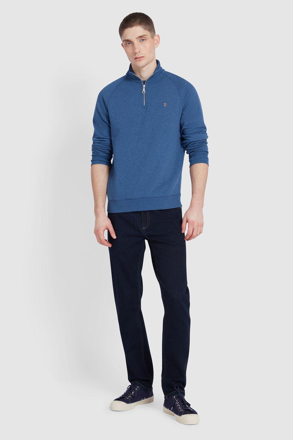 Jim 1/4 Zip Sweatshirt Slim Cold Metal Marl by DEBENHAMS