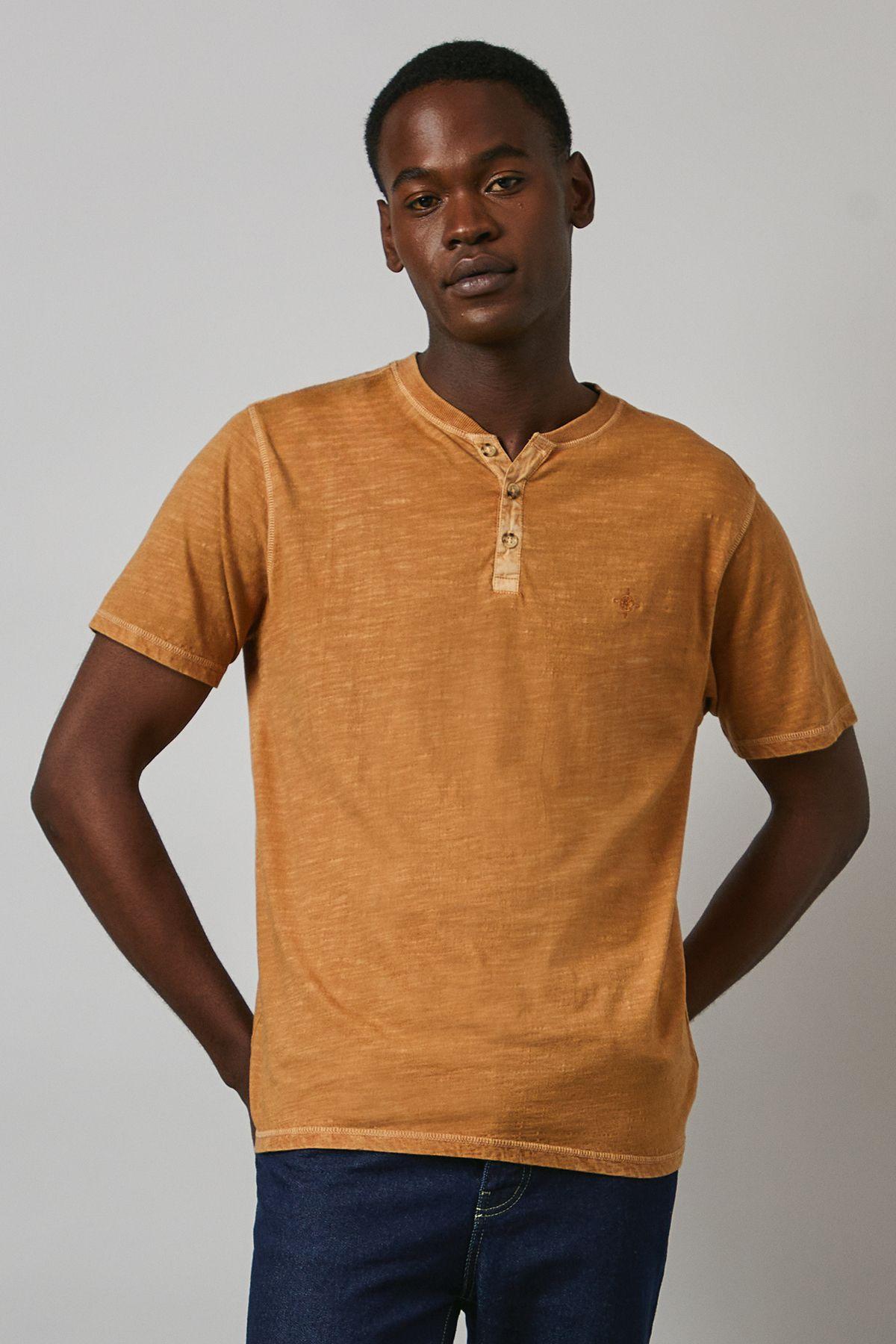 Tobacco Slub Y Neck T - Shirt by DEBENHAMS