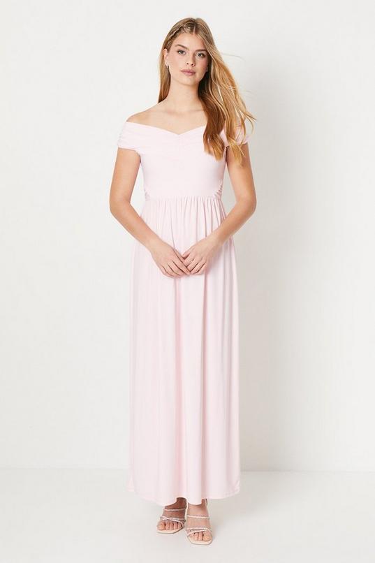 Debut London by Coast Bardot Pleated Jersey Bridesmaid Dress by DEBUT LONDON