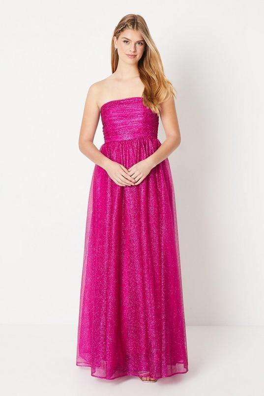 Debut London by Coast Glitter Mesh Bandeau Full Skirted Prom Dress by DEBUT LONDON
