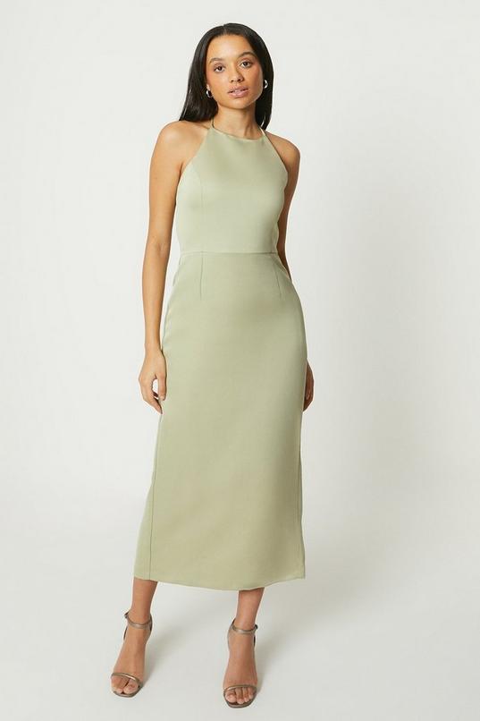 Debut London by Coast Halterneck Satin Column Bridesmaid Dress by DEBUT LONDON