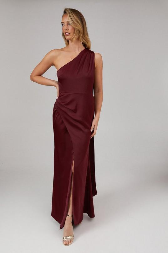 Debut London by Coast One Shoulder Tie Neck Detail Satin Bridesmaid Dress by DEBUT LONDON