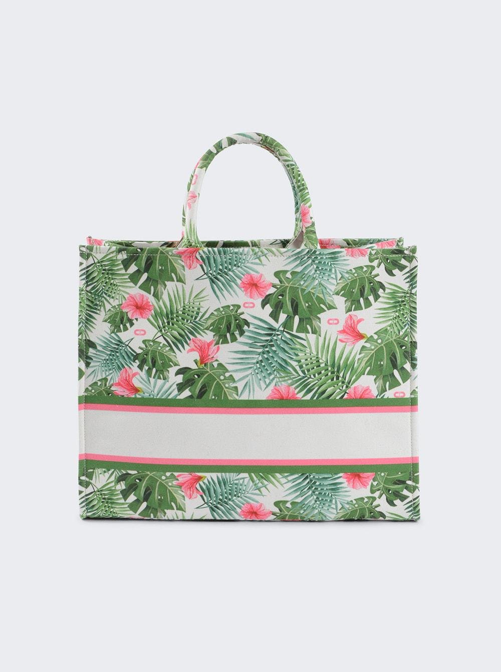 X Melissa Odabash Collaboration Sustainable Canvas Beach Bag Palm Green by DEE OCLEPPO