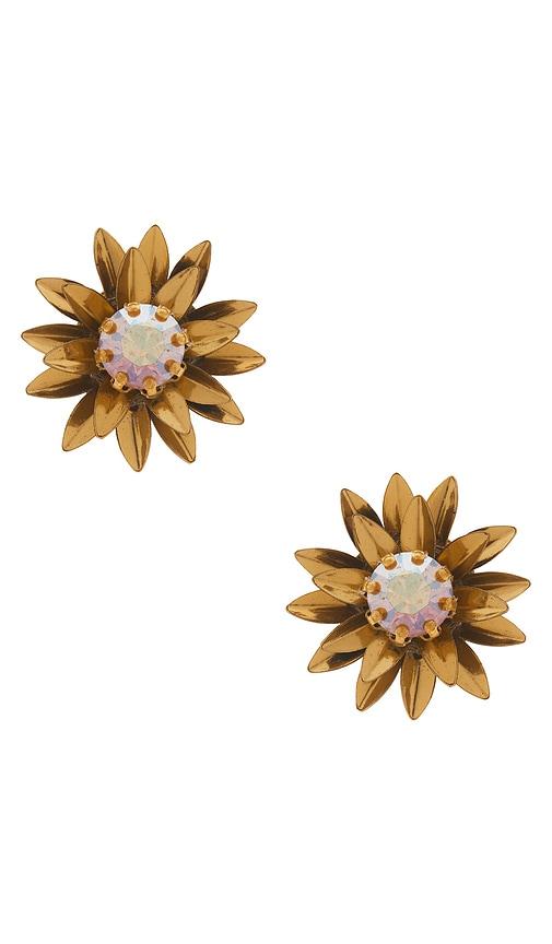 Deepa Gurnani Aretha Earrings in Metallic Gold by DEEPA GURNANI