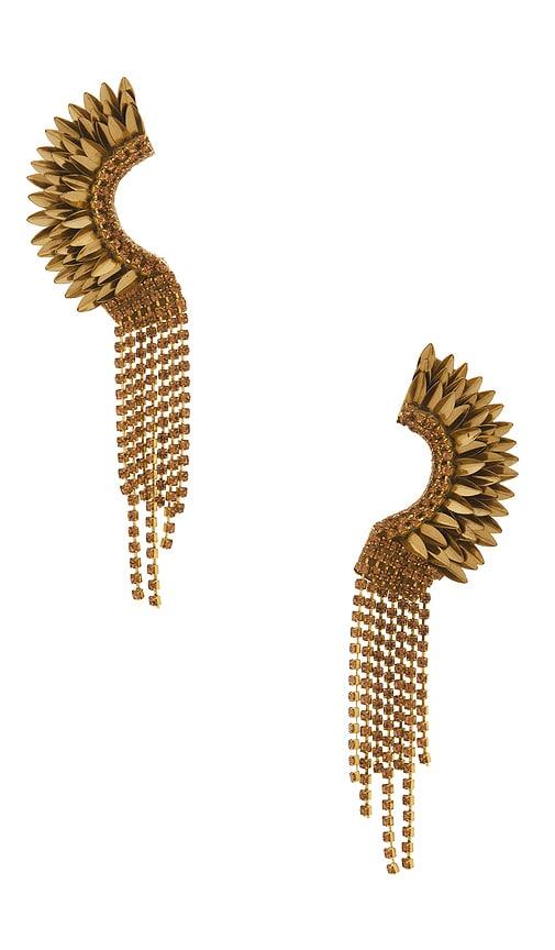 Deepa Gurnani Estella Earrings in Metallic Gold by DEEPA GURNANI