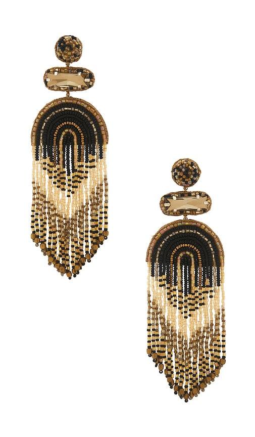 Deepa Gurnani Ishani Earrings in Black,Metallic Brronze by DEEPA GURNANI