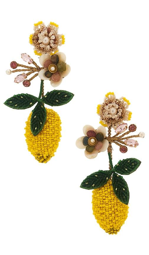 Deepa Gurnani Lemon Earrings in Yellow by DEEPA GURNANI