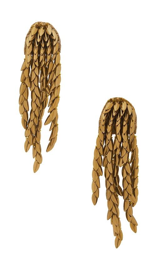 Deepa Gurnani Morrigan Earrings in Metallic Gold by DEEPA GURNANI
