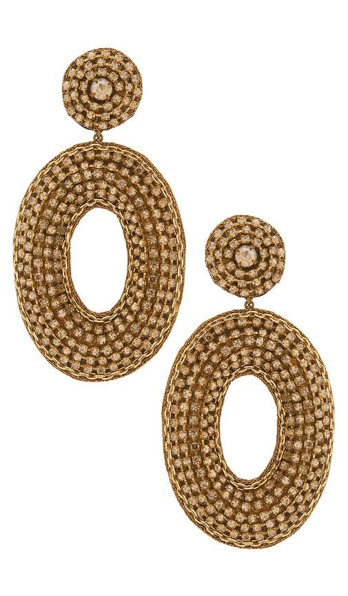 Deepa Gurnani Odeya Earrings in Metallic Gold by DEEPA GURNANI