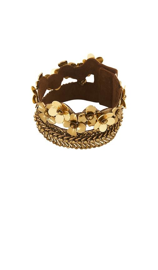 Deepa Gurnani Rika Bracelet in Metallic Gold by DEEPA GURNANI