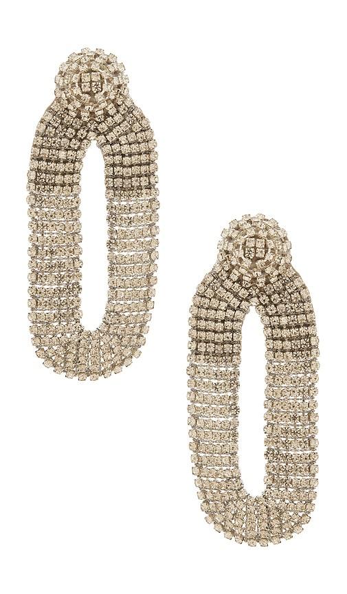 Deepa Gurnani Shyna Earrings in Metallic Silver by DEEPA GURNANI