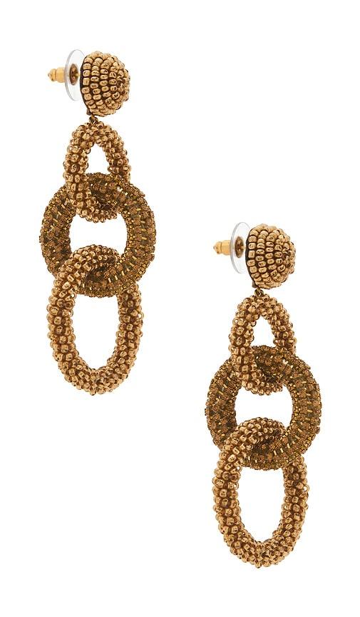 Deepa Gurnani Sienna Earrings in Metallic Gold by DEEPA GURNANI