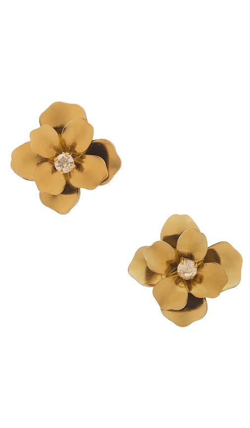Deepa Gurnani Siran Earrings in Metallic Gold by DEEPA GURNANI