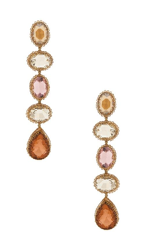 Deepa Gurnani Tyra Earrings in Metallic Gold,Blush by DEEPA GURNANI