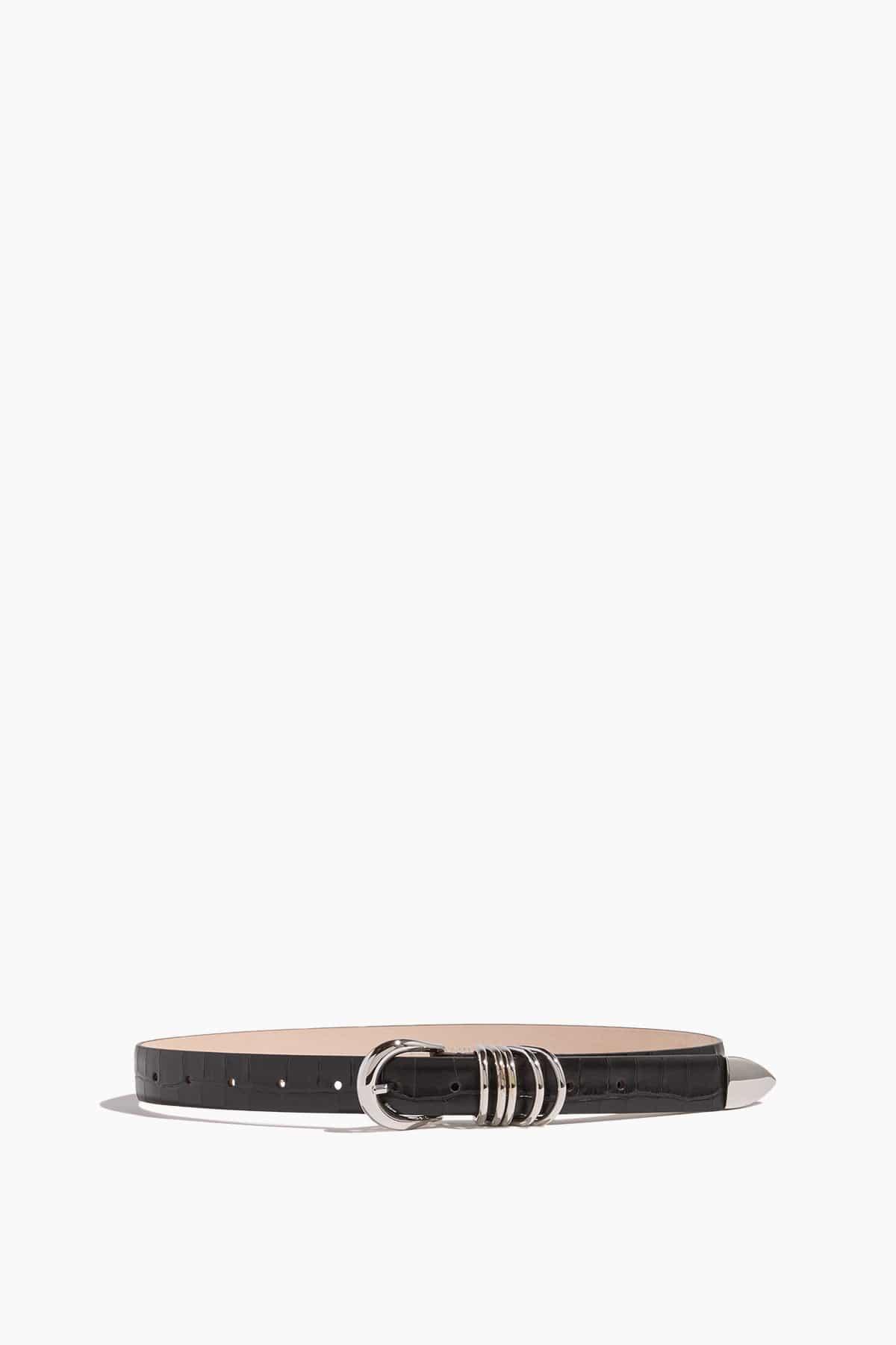 Hollyhock Belt in Black Croco/Silver by DEHANCHE