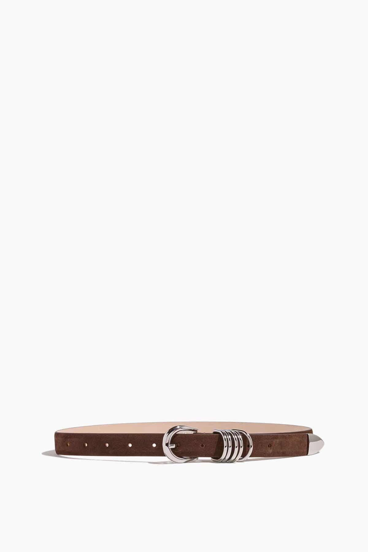Hollyhock Suede Belt in Chocolate/Silver by DEHANCHE