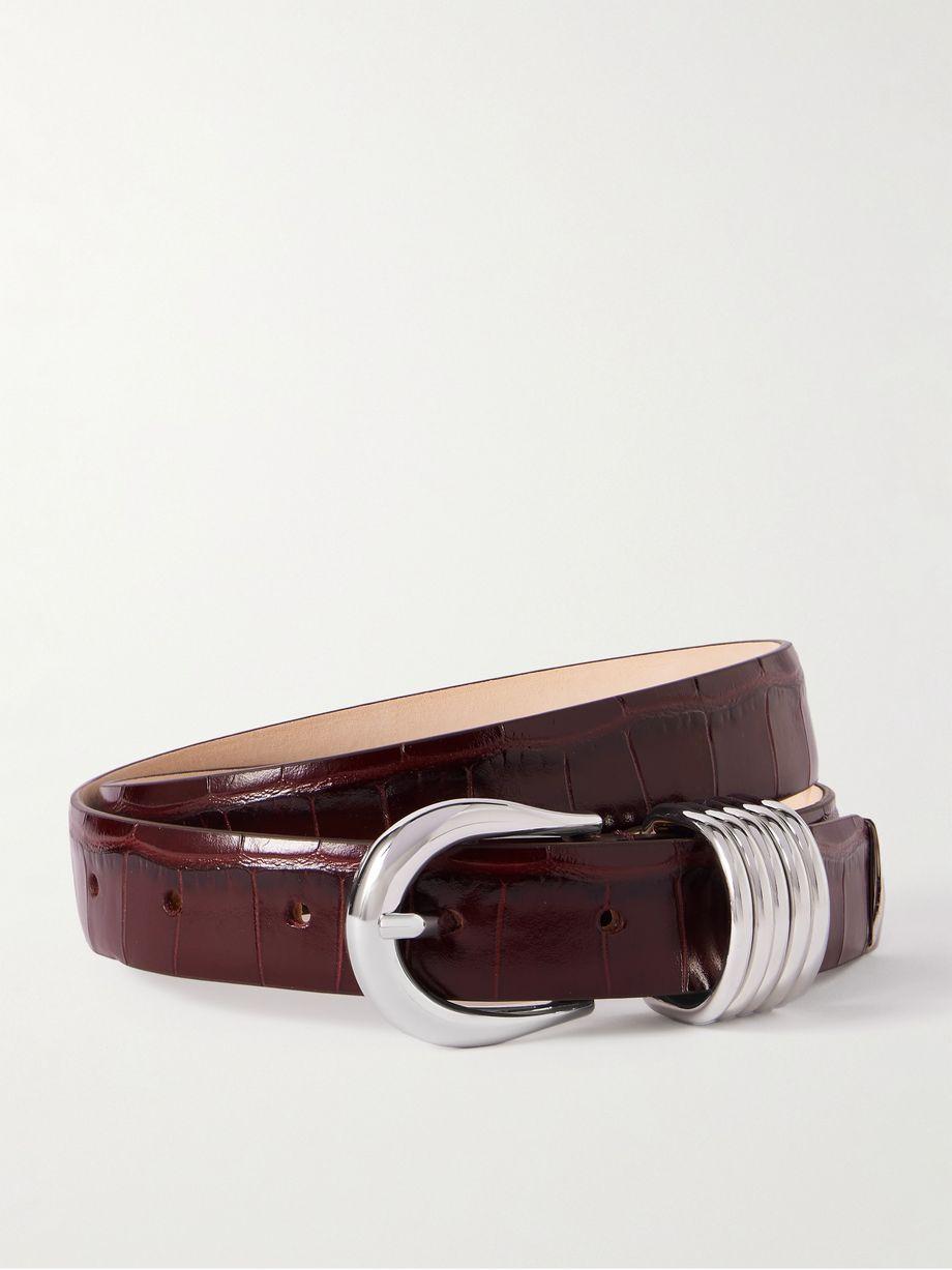 Hollyhock croc-effect leather belt by DEHANCHE
