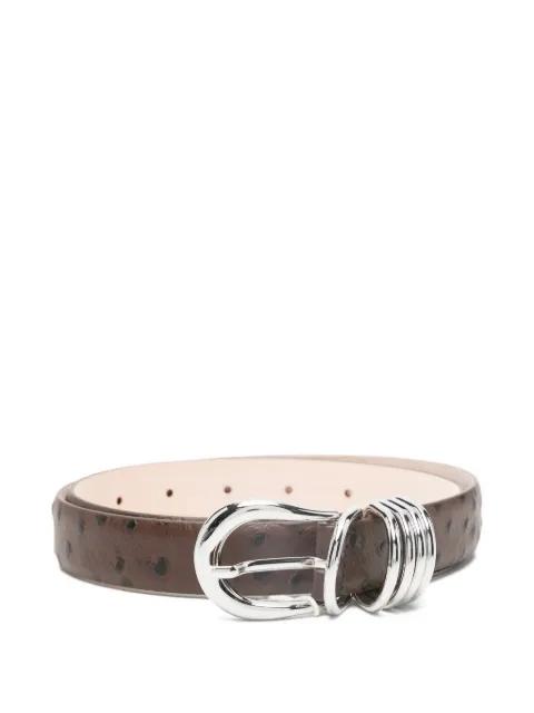 Hollyhock ostrich-pattern leather belt by DEHANCHE