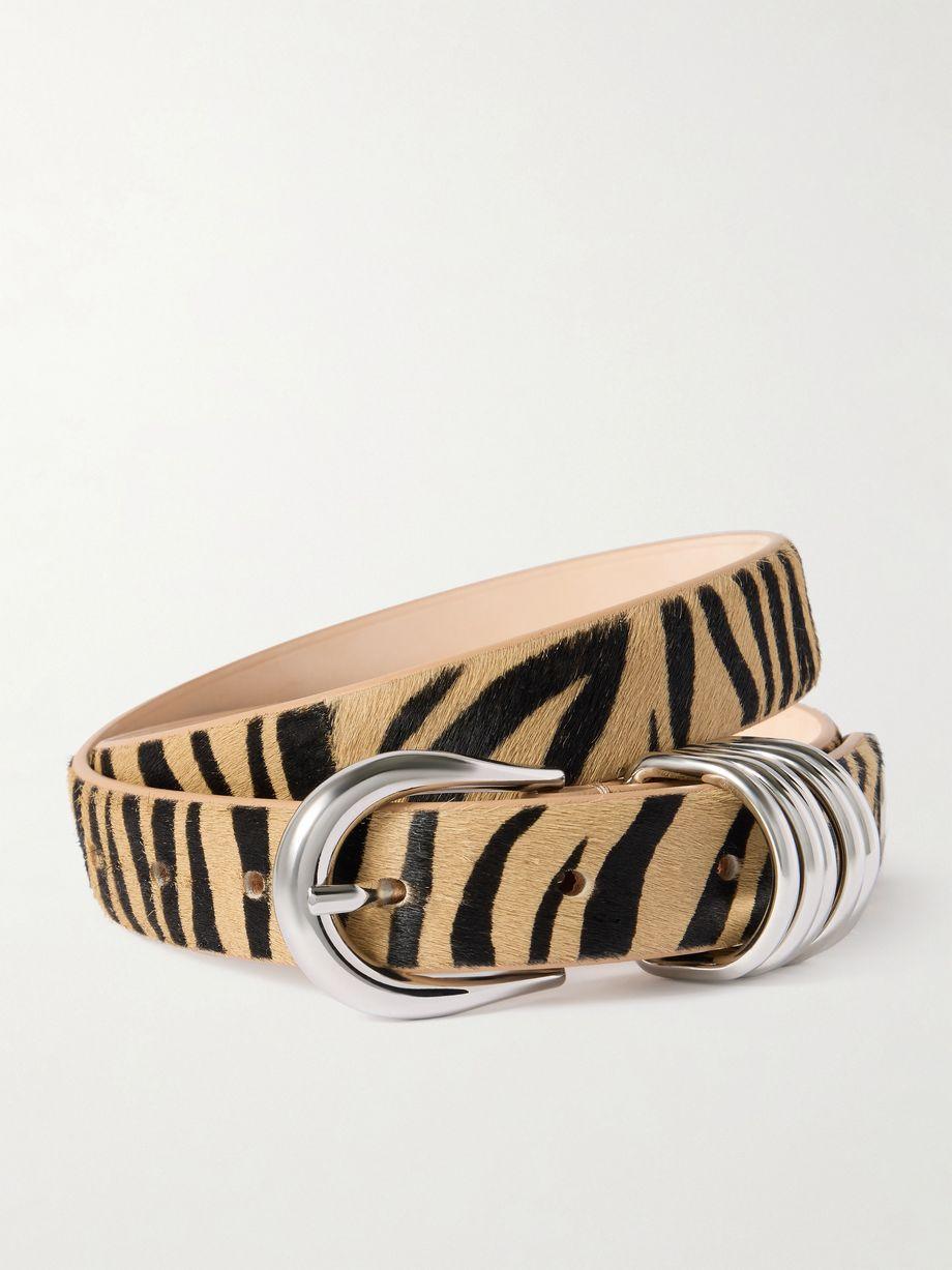 Hollyhock zebra-print calf hair belt by DEHANCHE