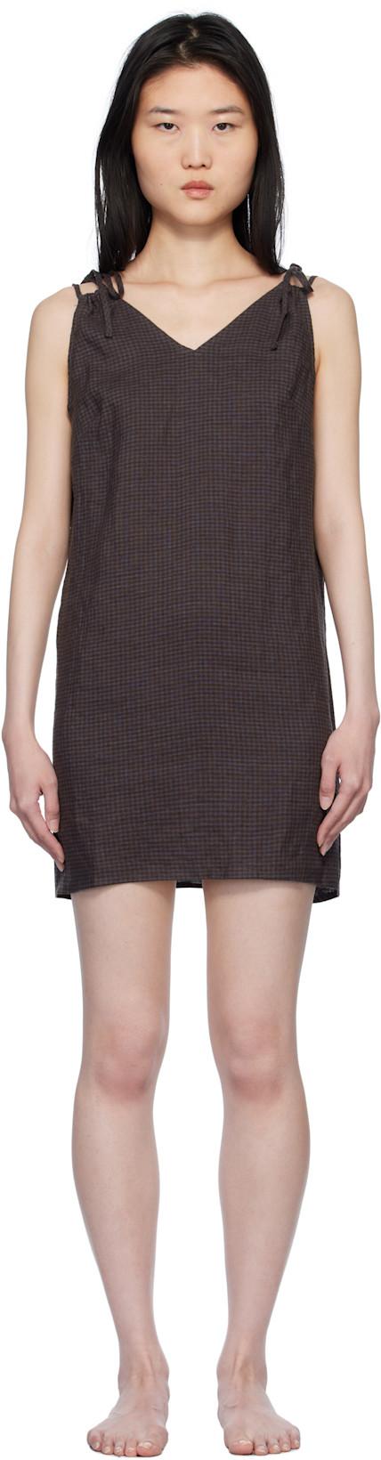Brown & Blue Looped Minidress by DEIJI STUDIOS