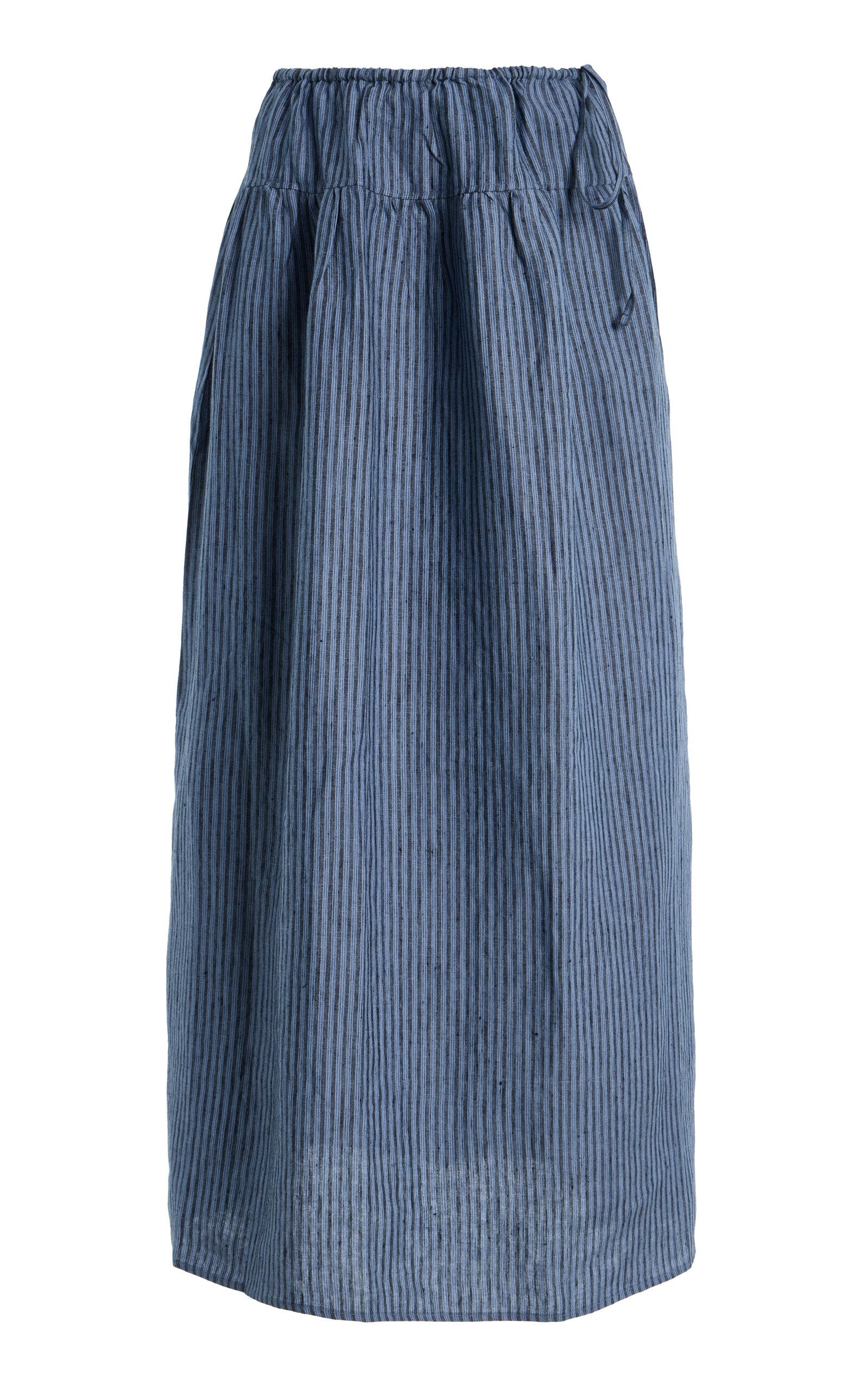 Deijitudiostriped Linen Maxikirt - Moda Operandi by DEIJI STUDIOS