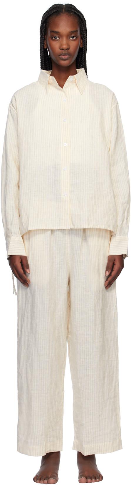 Off-White Tie Split Pyjama Set by DEIJI STUDIOS