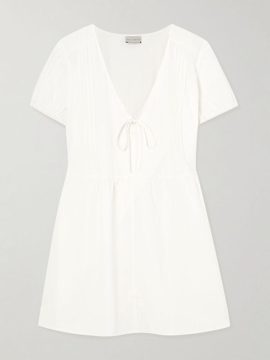 Pintucked tie-detailed organic cotton mini dress by DEIJI STUDIOS