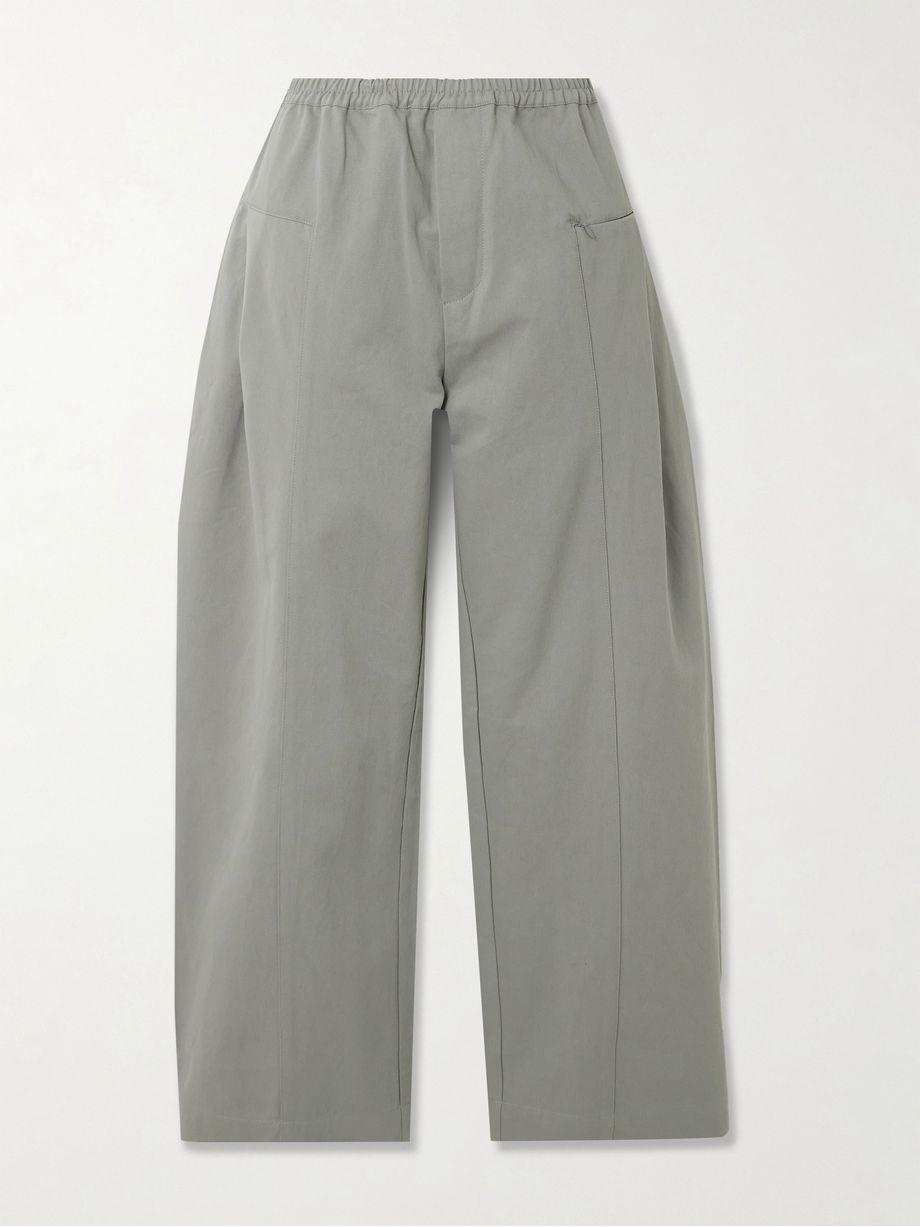 Pleat organic cotton-twill barrel-leg pants by DEIJI STUDIOS