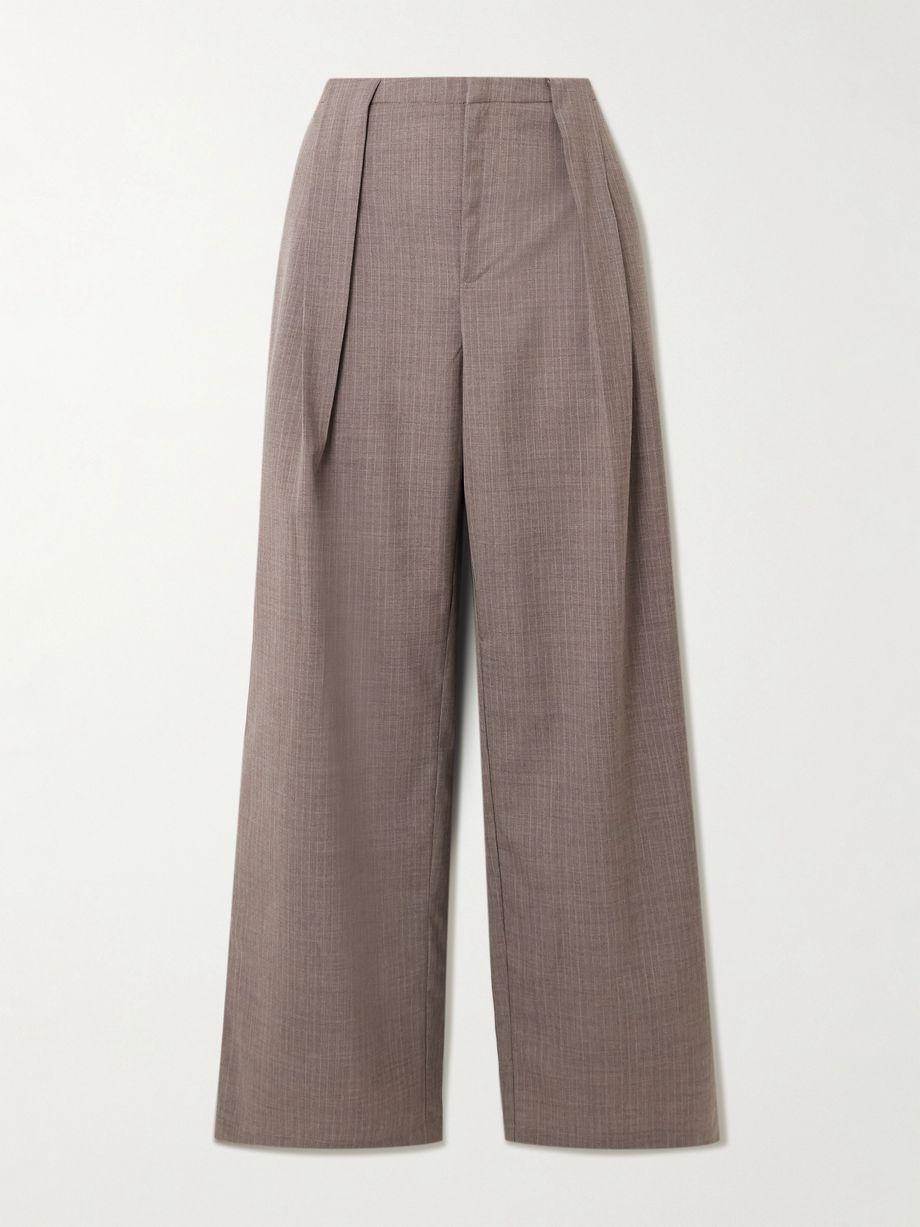 Pleated pinstriped wool-twill wide-leg pants by DEIJI STUDIOS