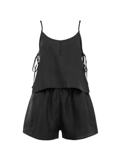 V-neck side-tie top and shorts set (set of two) by DEIJI STUDIOS