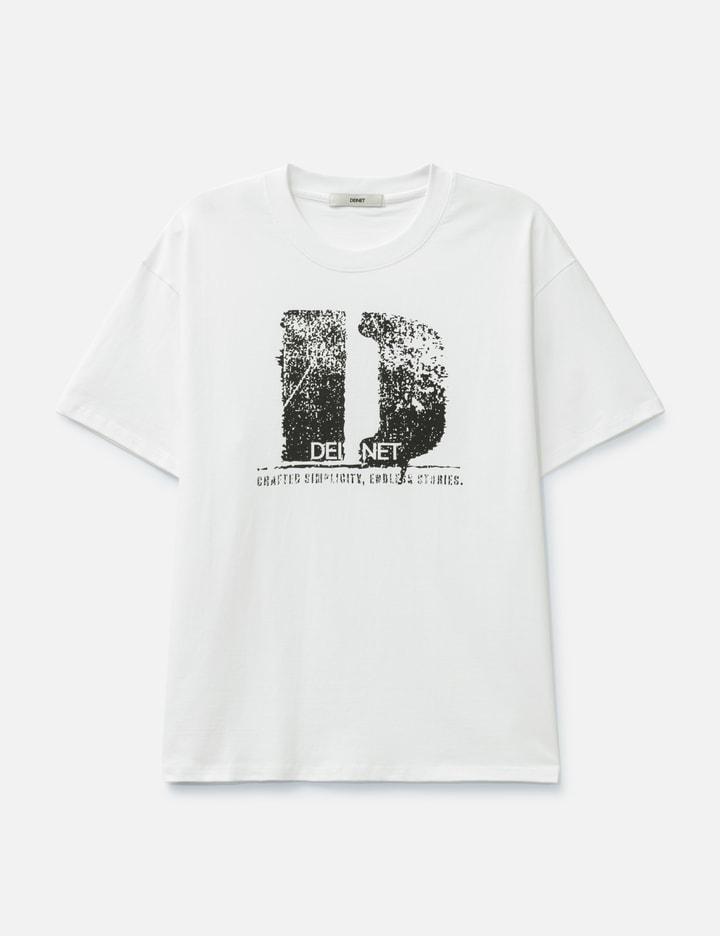 D Accent Crack Logo T-Shirts White by DEINET