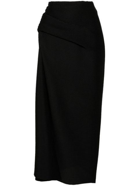 popcorn-texture pencil midi skirt by DEL CORE