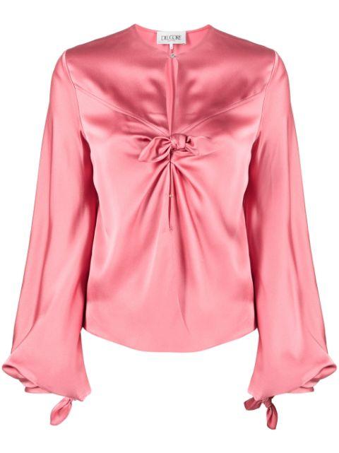 satin-finish knot-detail blouse by DEL CORE