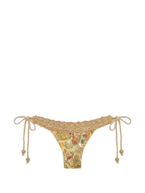 Calanie crochet-trim printed bikini bottom by DEL MAAR