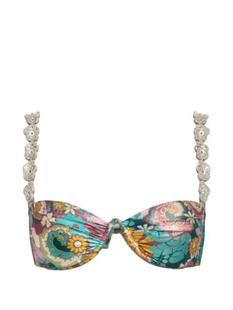 Kaay crochet floral-print bikini top by DEL MAAR
