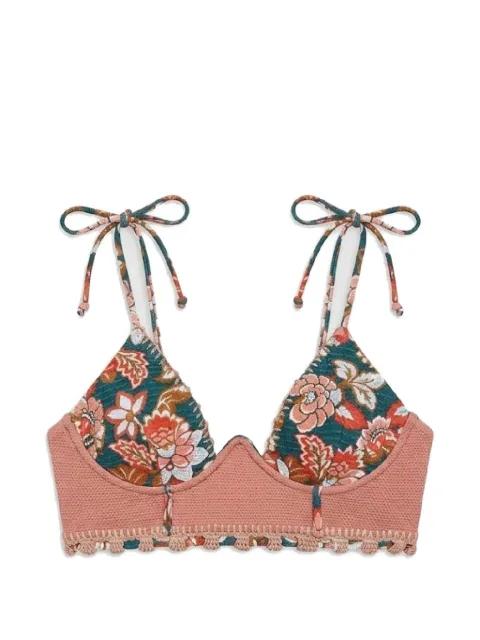 Mullu floral-print bikini top by DEL MAAR