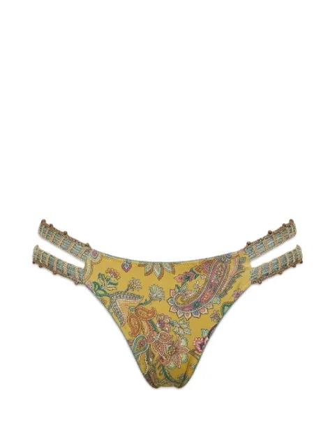 Sumay paisley-print crochet bikini bottoms by DEL MAAR