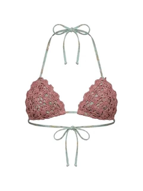 Zuna crochet-detail bikini top by DEL MAAR