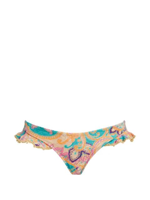 ruffled-detail printed bikini bottoms by DEL MAAR
