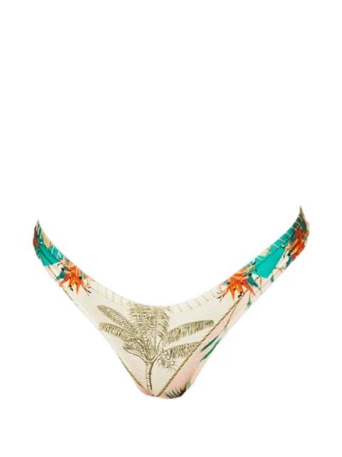 tropical-print embroidered bikini bottoms by DEL MAAR