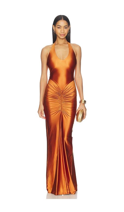 DELFI Joann Dress in Metallic Copper by DELFI