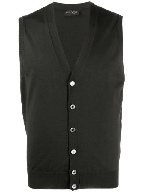 V-neck merino wool vest by DELL'OGLIO