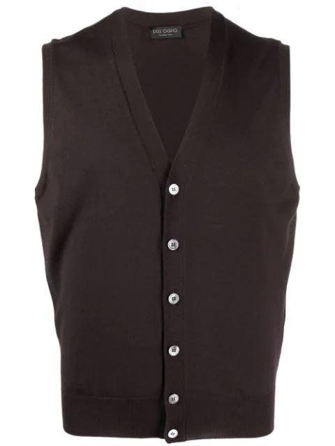 V-neck merino wool vest by DELL'OGLIO