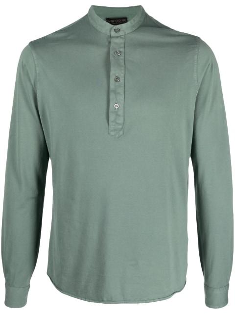 band-collar cotton polo shirt by DELL'OGLIO