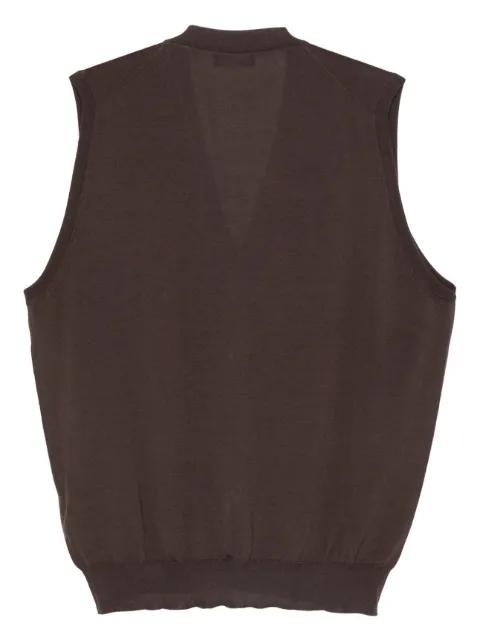 button-fastening sleeveless cardigan by DELL'OGLIO