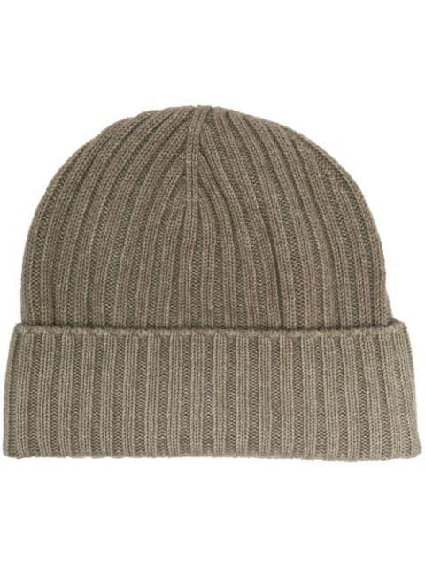 cashmere ribbed knit beanie by DELL'OGLIO
